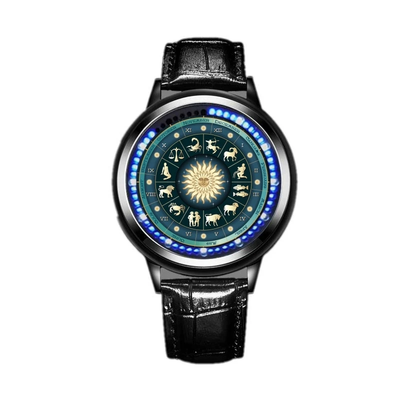 

12 zodiac signs watch The zodiac twelve constellations Couples the starry sky Creative digital watches Christmas present custom