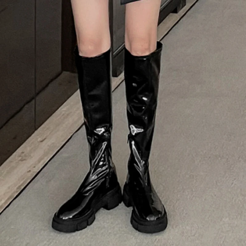 Rimocy Patent Leather Long Boots for Women 2021 Punk Square Heels Platform Knee High Boots Woman High Top Slip on Riding Booties
Rimocy Patent Leather Long Boots for Women 2021 Punk Square Heels Platform Knee High Boots Woman High Top Slip on Riding Booties