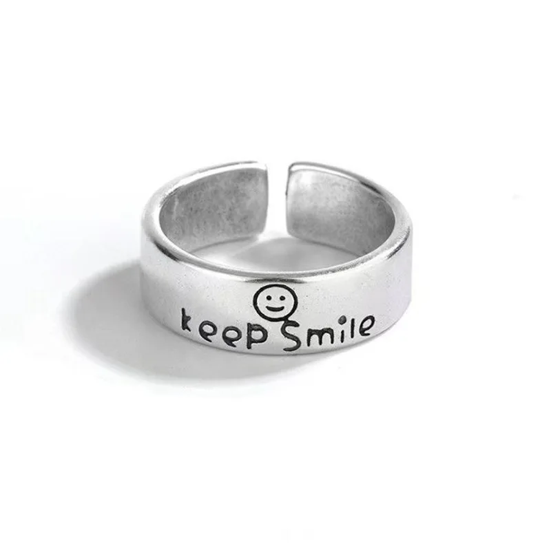 Keep Smile Vintage Ancient Silver Color Happy Smiling Face Open Rings for Women Punk Hip Hop Adjustable Ring Fashion Jewelry
Keep Smile Vintage Ancient Silver Color Happy Smiling Face Open Rings for Women Punk Hip Hop Adjustable Ring Fashion Jewelry