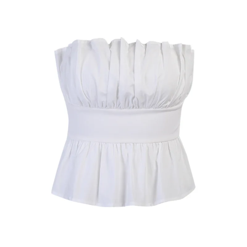 Sexy Strapless White Women Camisoles Folds Shirt Straps Vest Female Club Party Cropped Tops Backless Casual Camis Off Shoulder
Sexy Strapless White Women Camisoles Folds Shirt Straps Vest Female Club Party Cropped Tops Backless Casual Camis Off Shoulder