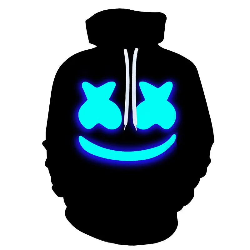 

2021 New Hot Sale DJ Marshmallow Theme Blue Mask Fashion Hoodie 3D Printing Unisex Men's Women's Hoodie