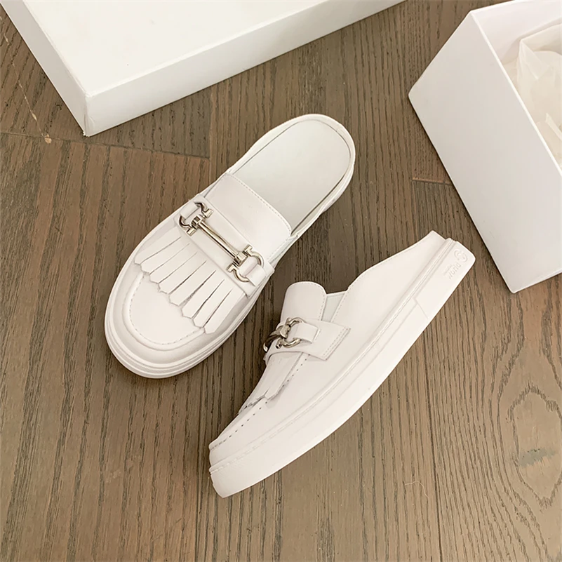Meotina Mules Shoes Woman Genuine Leather Flats Metal Decoration Flat Shoes Round Toe Fringes Ladies Footwear 2021 Autumn White
Meotina Mules Shoes Woman Genuine Leather Flats Metal Decoration Flat Shoes Round Toe Fringes Ladies Footwear 2021 Autumn White
