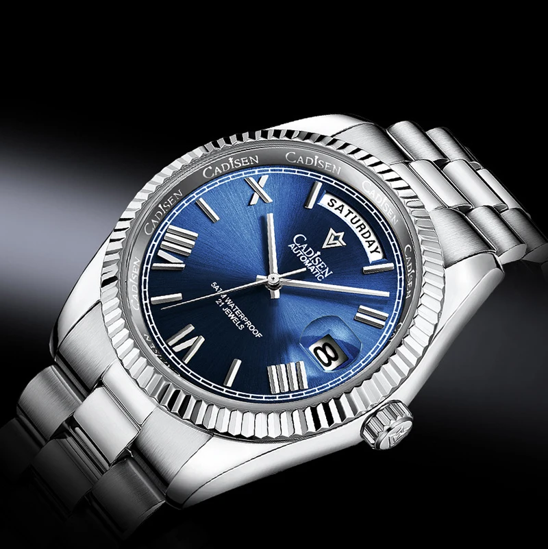 

Cadisen Sapphire Stainless Steel Strap Watches Men Automatic Mechanical Business Waterproof 50M Man's Wristwatches Luminous