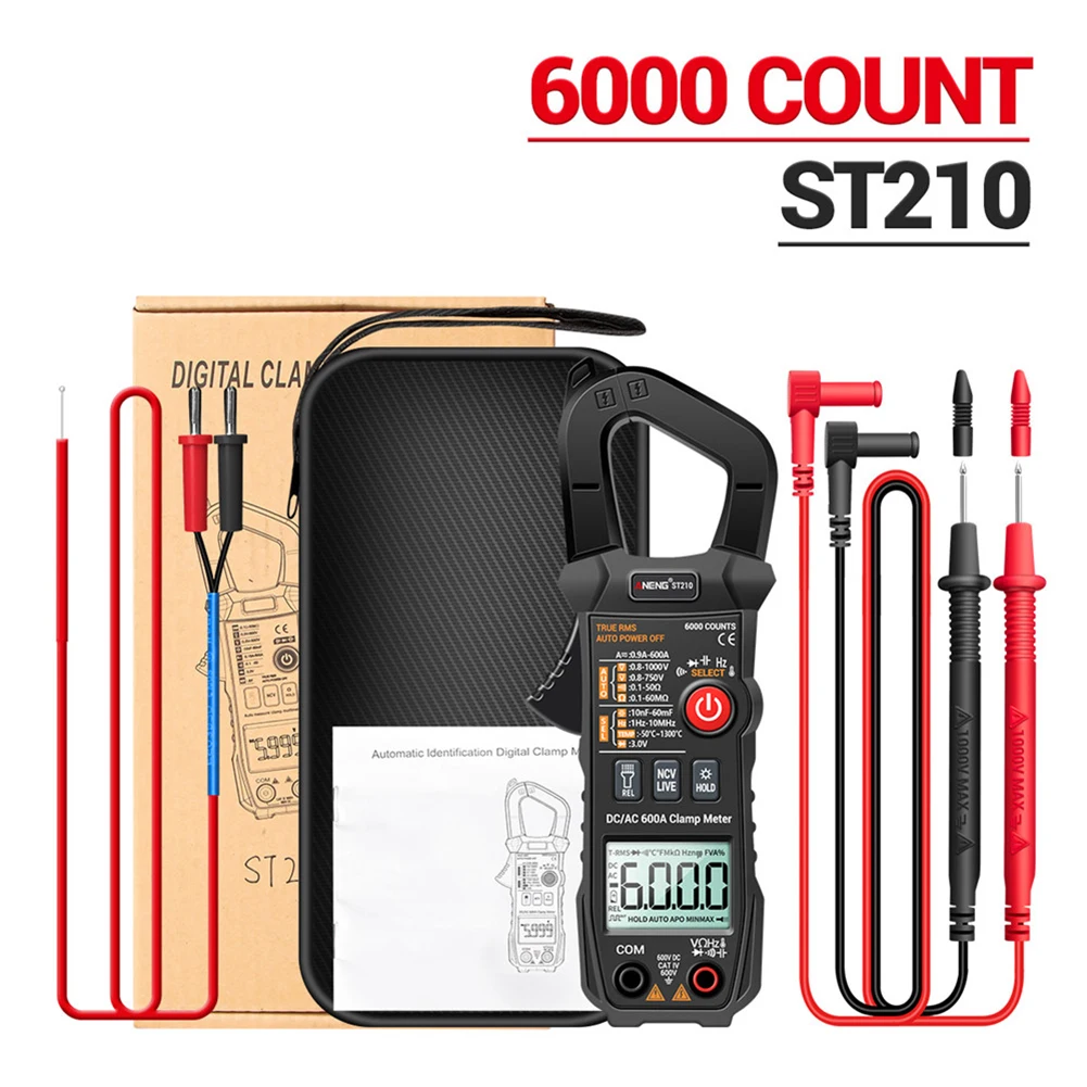 ANENG ST210 Professional Digital Multimeter Clamp Meter DC/AC 600A Current Tester 6000 Counts True RMS Ampere Meter for Eletric
ANENG ST210 Professional Digital Multimeter Clamp Meter DC/AC 600A Current Tester 6000 Counts True RMS Ampere Meter for Eletric