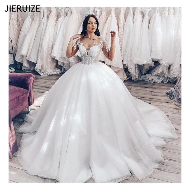 Chic Princess Wedding Dresses V Neck Long Sleeves Appliques Lace Up Back Ball Gown Bridal Gowns
Chic Princess Wedding Dresses V Neck Long Sleeves Appliques Lace Up Back Ball Gown Bridal Gowns