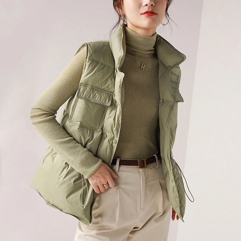 Korean Down Jacket Waistcoat Women Winter Outwear Drawstring Cropped Jackets New Stand Collar Sleeveless Vest Female
Korean Down Jacket Waistcoat Women Winter Outwear Drawstring Cropped Jackets New Stand Collar Sleeveless Vest Female