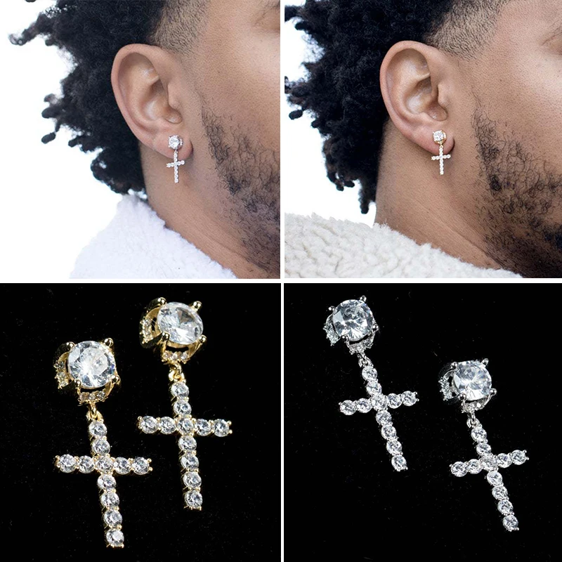 Fashion Cross Earrings Zircon Drop Statement Crystal Dazzling Pendant Earrings For Men Women Hiphop Punk Unusual Jewelry Gifts
Fashion Cross Earrings Zircon Drop Statement Crystal Dazzling Pendant Earrings For Men Women Hiphop Punk Unusual Jewelry Gifts