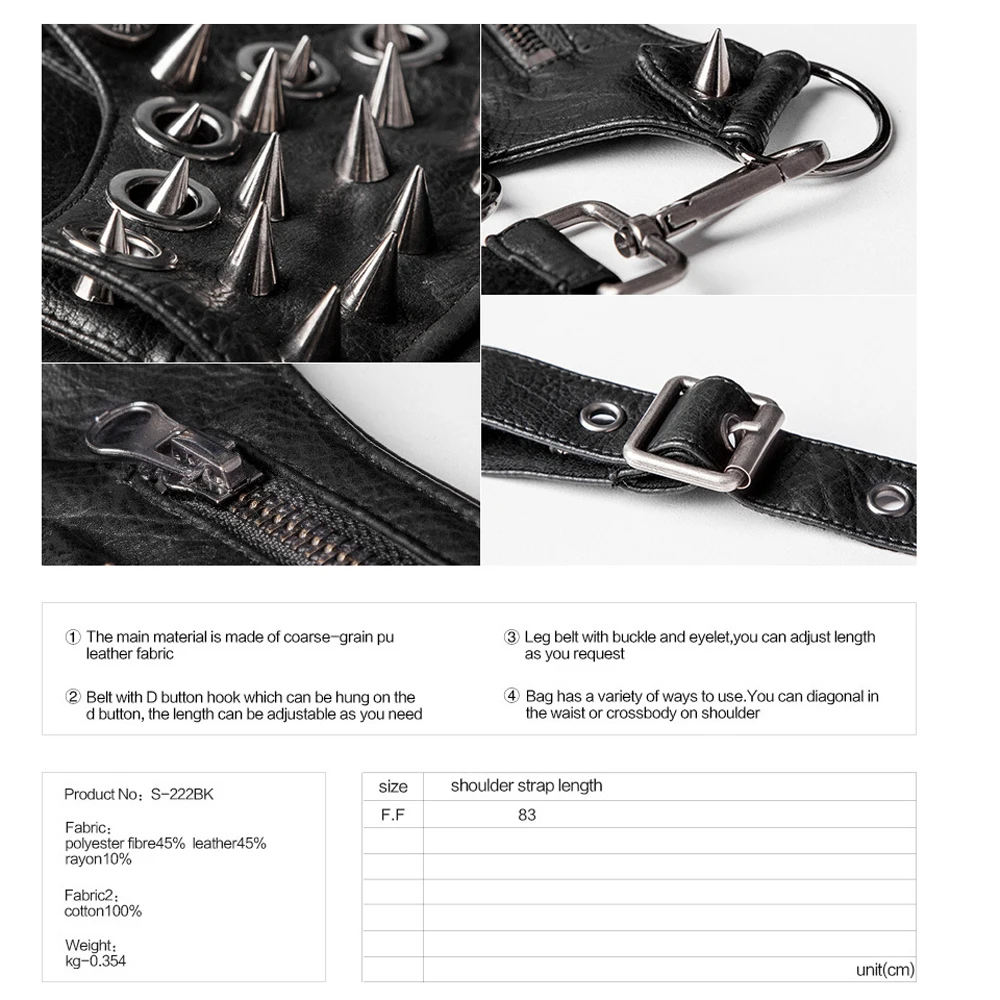 Punk Rivet Women Waist Bags PU Leather Men Drop Leg Bag Motorcycle Thigh Belt Fanny Pack Thic Messenger Shoulder Crossbody | Багаж и сумки