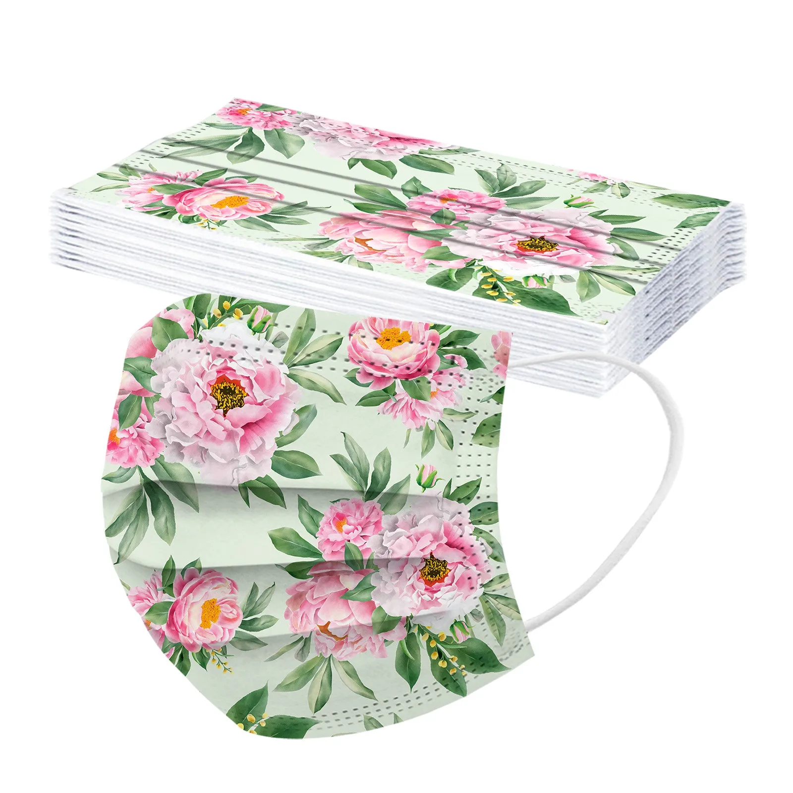 10pc Fashion Floral Disposable Masks Women 3-layers Protection Mouth Mask Breathable Adjust Mouthmask Party Decoration Masque |
