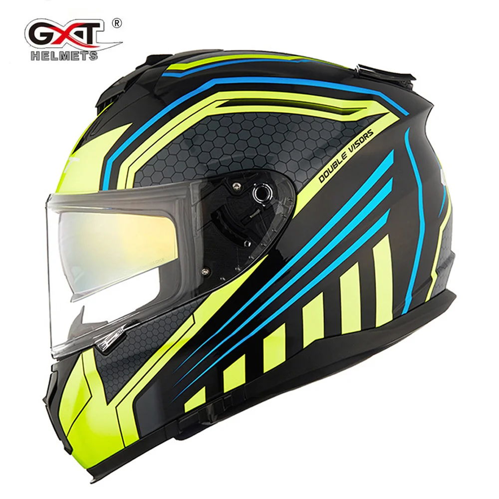 

GXT мотоциклетный шлем анфас шлемы углеродного волокна двойной козырек для гонок, для мотокросса шлем Casco мото в горошек