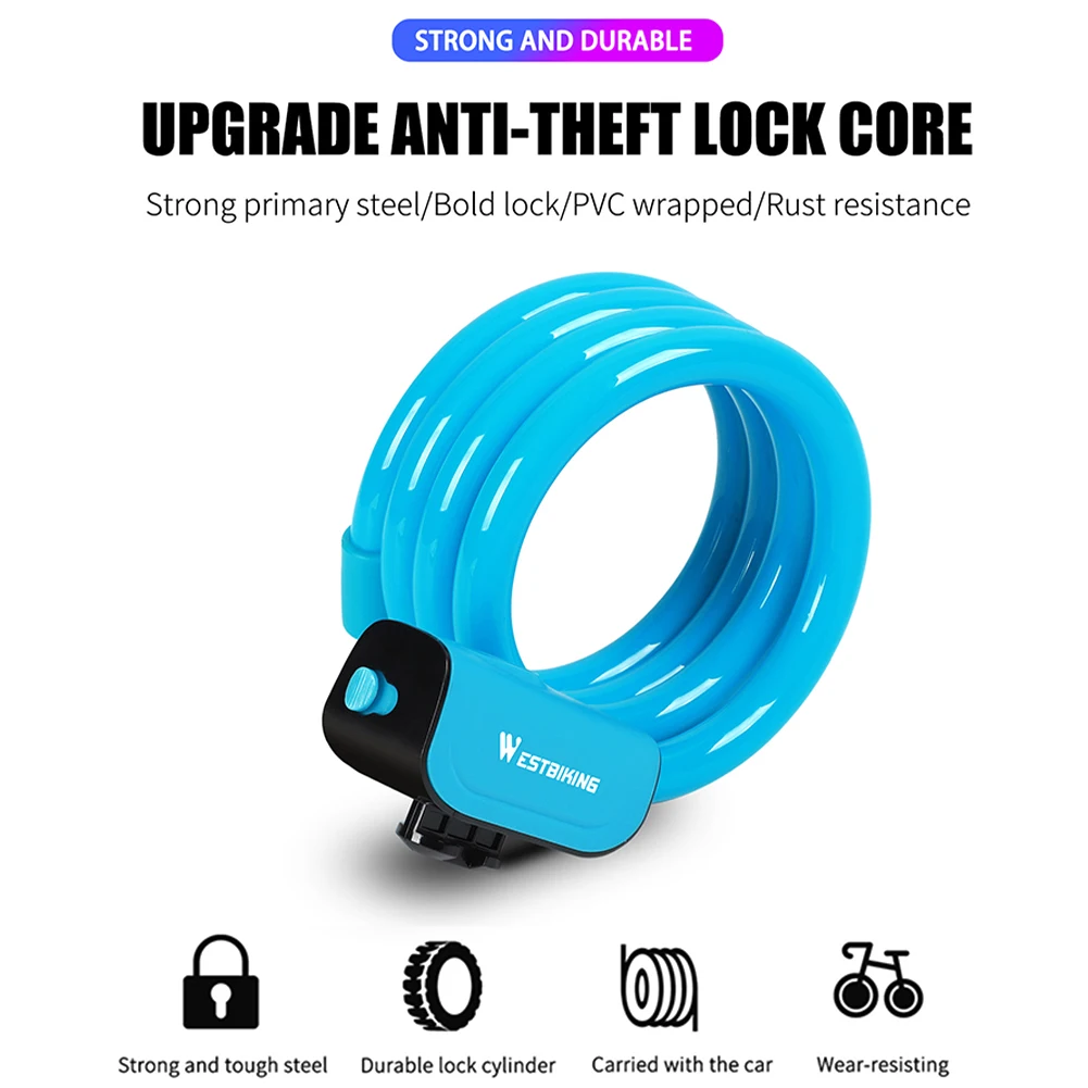 2 Key Bicycle Security Lock Cable PVC Coated Steel Self Coiling Cable Lock Anti-Theft Thick Cable 1.2m for Bicycle Outdoor Lock
2 Key Bicycle Security Lock Cable PVC Coated Steel Self Coiling Cable Lock Anti-Theft Thick Cable 1.2m for Bicycle Outdoor Lock