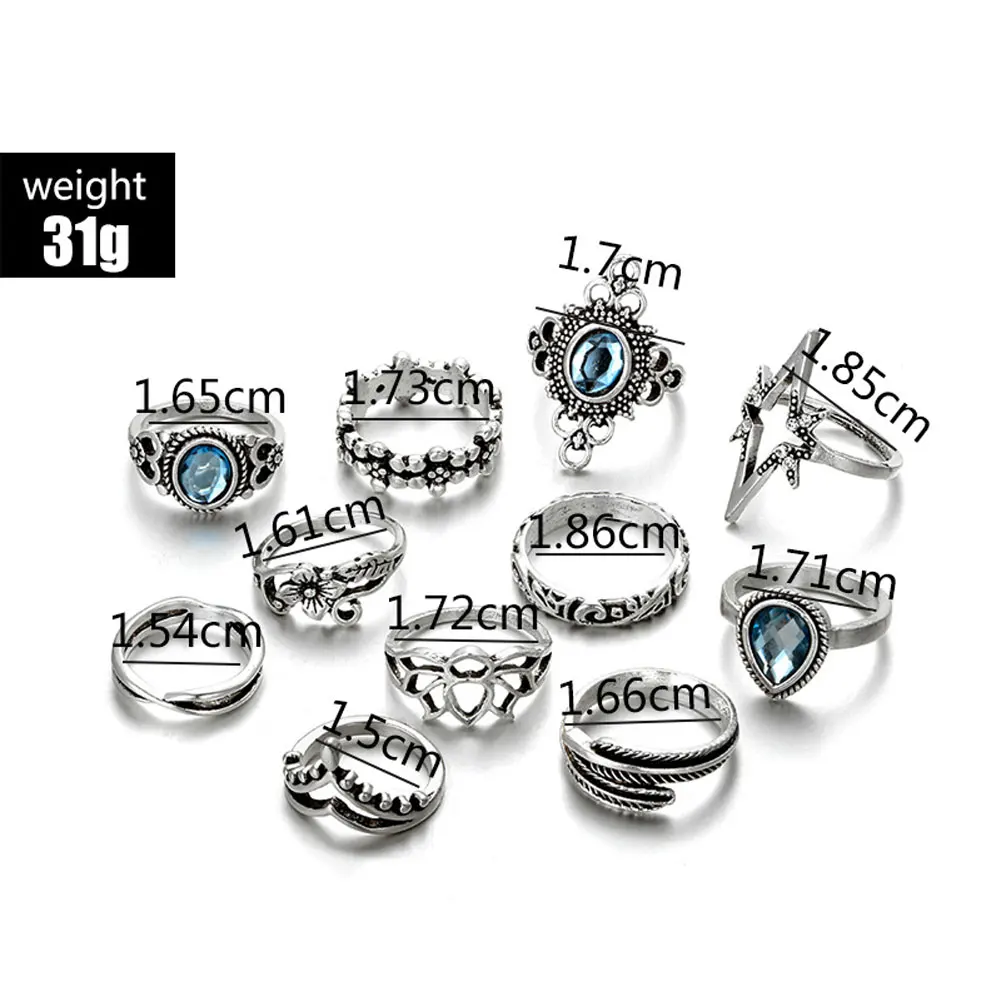 11PCS Women Ring Sets Fingers Vintage Ring Set Creative Alloy Ring Sets Female Trendy Starry Gem Rings
11PCS Women Ring Sets Fingers Vintage Ring Set Creative Alloy Ring Sets Female Trendy Starry Gem Rings