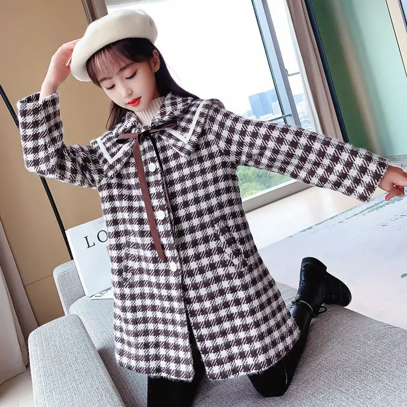 EACHIN/шерстяное пальто для девочек; Осенне-зимняя плотная верхняя одежда; Модные шерстяные куртки в клетку с принтом; Длинные пальто; Теплая к... 
EACHIN/шерстяное пальто для девочек; Осенне-зимняя плотная верхняя одежда; Модные шерстяные куртки в клетку с принтом; Длинные пальто; Теплая к...