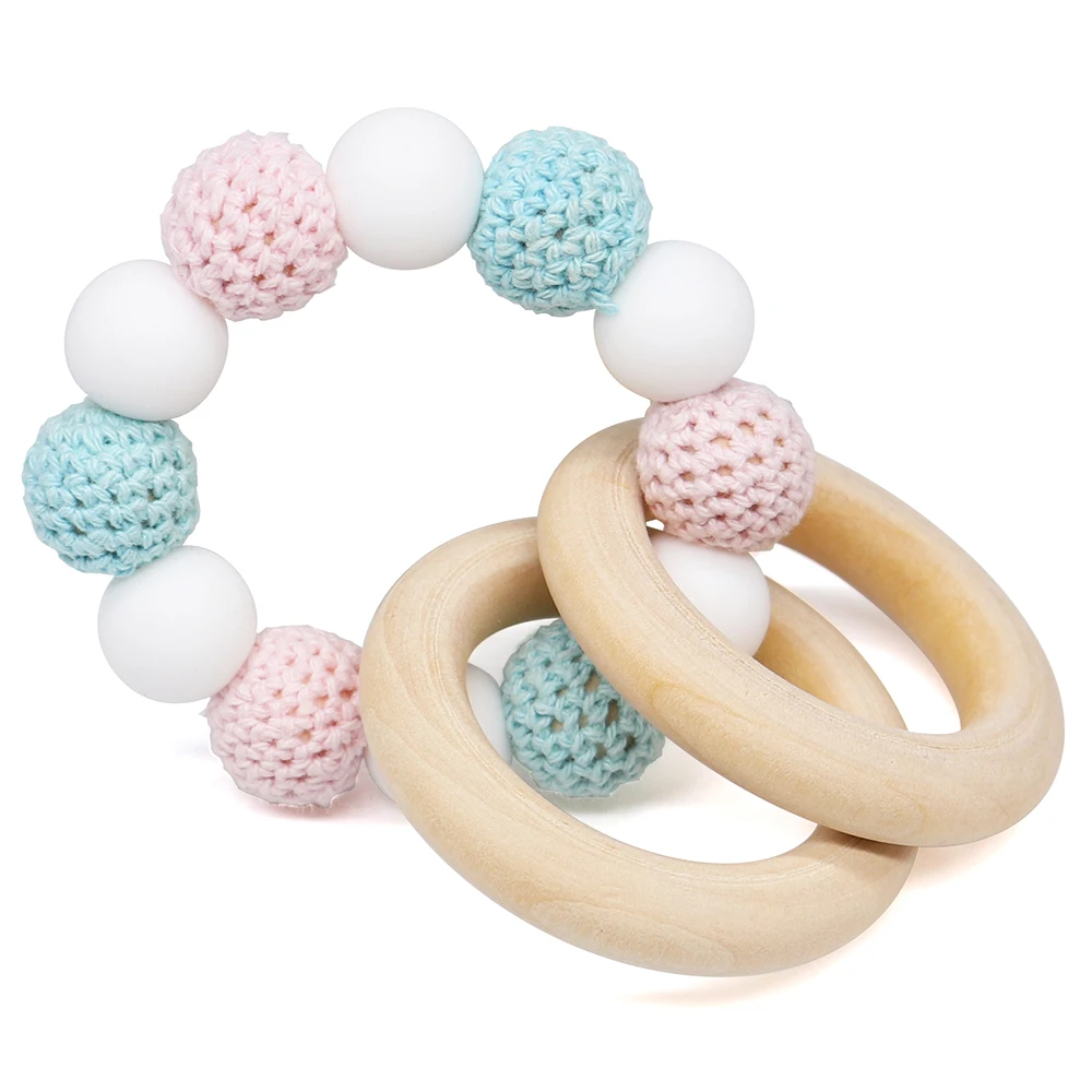 Silicone Round Beads Ring Bell Double Wooden Ring Teether Baby Held Bracelet Chain Strap Newborn Cute Infant Baby Hand-held
Silicone Round Beads Ring Bell Double Wooden Ring Teether Baby Held Bracelet Chain Strap Newborn Cute Infant Baby Hand-held