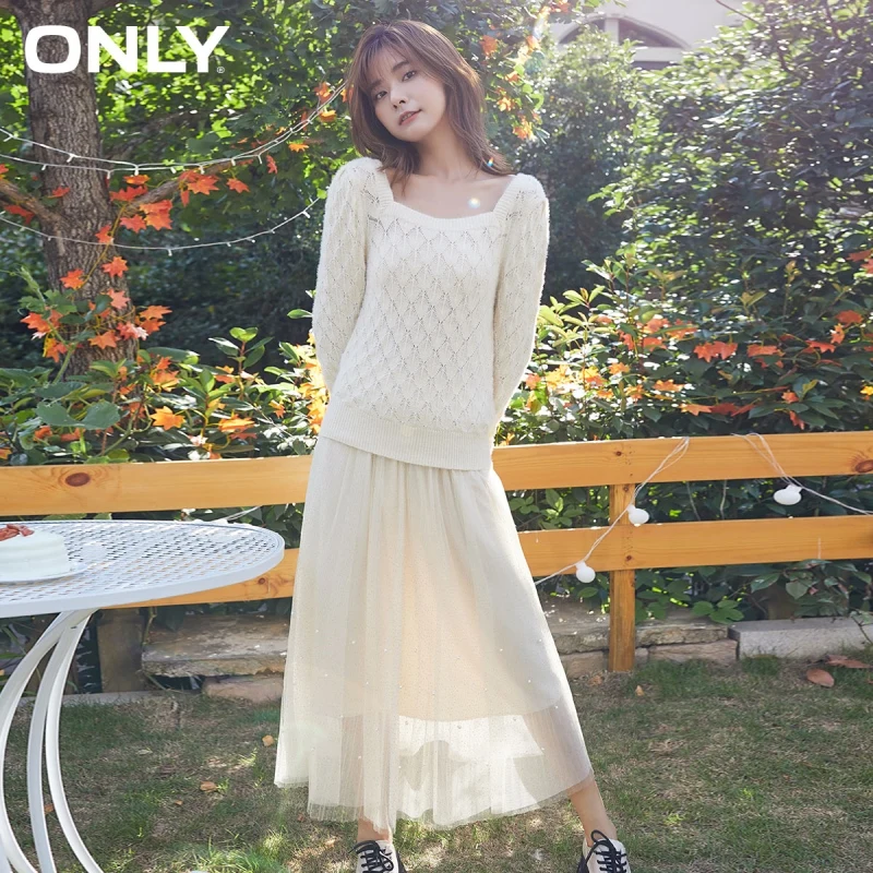 ONLY autumn new fashion temperament net yarn knitted square collar two-piece dress female | 120346020
ONLY autumn new fashion temperament net yarn knitted square collar two-piece dress female | 120346020