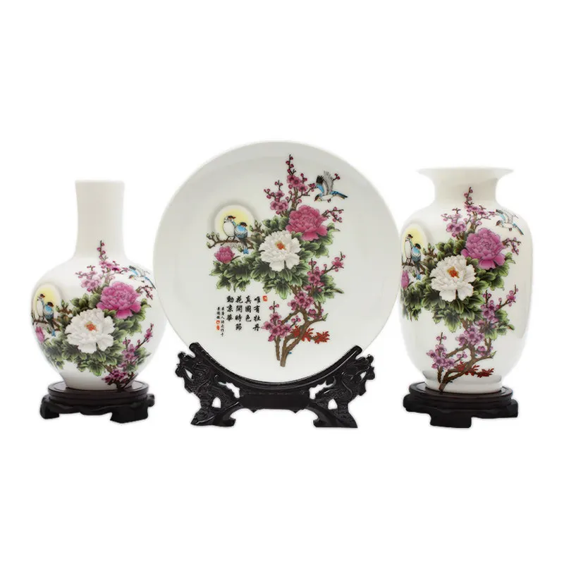 Chinese Jingdezhen Ceramic Vase+fake Flowers Ornaments Set Fengshui Home Livingroom Table Figurines Crafts Decoration Office Art 
Chinese Jingdezhen Ceramic Vase+fake Flowers Ornaments Set Fengshui Home Livingroom Table Figurines Crafts Decoration Office Art