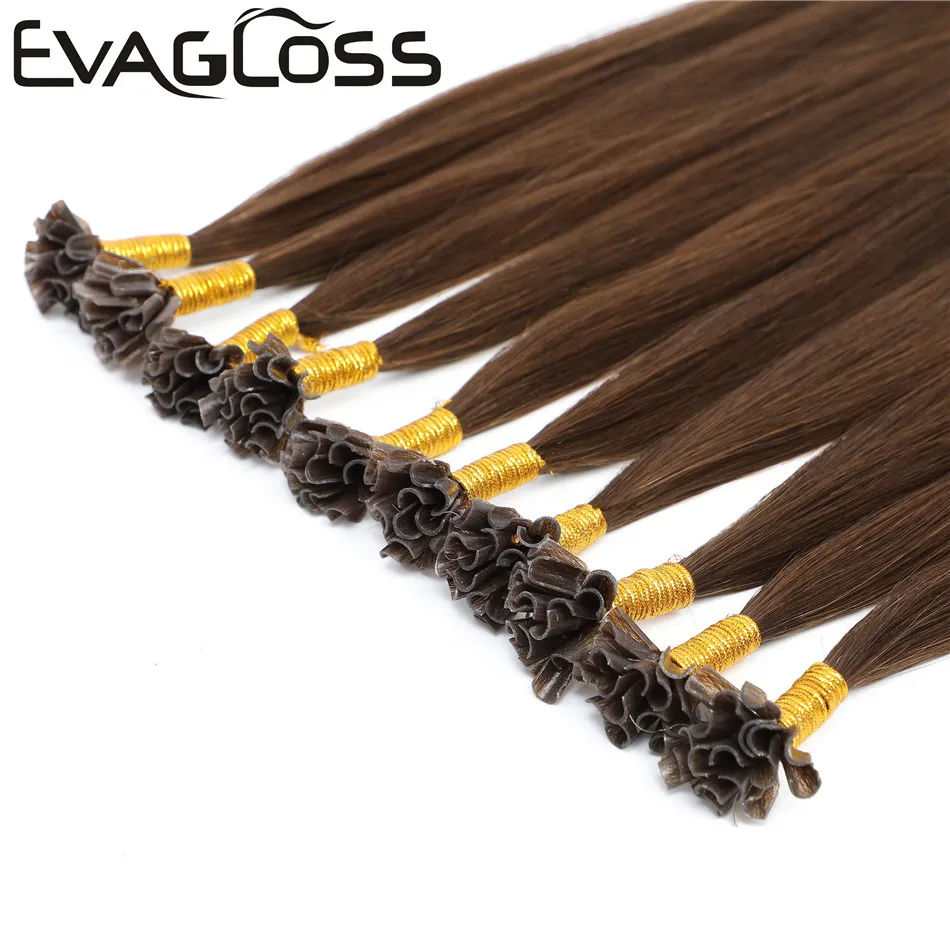 EVAGLOSS 1 г/прядь прямые человеческие волосы Remy Fusion кератиновые для наращивания u