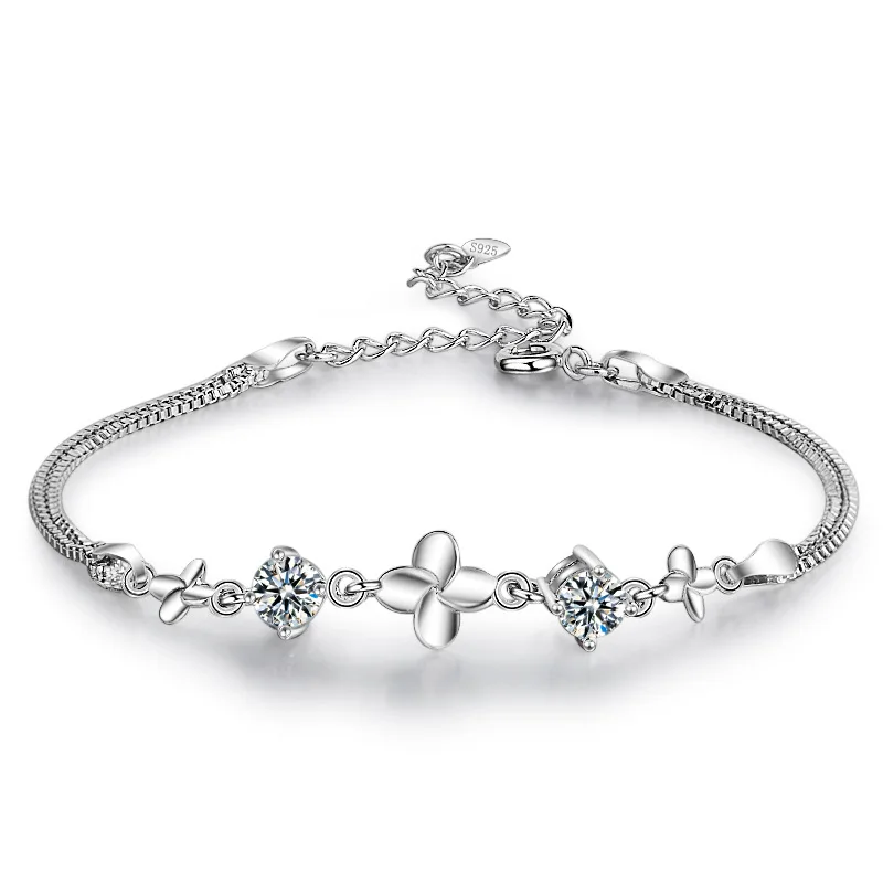 Zircon Four-leaf Clover Lucky Bracelets for Woman Silver Color Jewelry Adjustable Size Accessories Gifts Female SB173
Zircon Four-leaf Clover Lucky Bracelets for Woman Silver Color Jewelry Adjustable Size Accessories Gifts Female SB173
