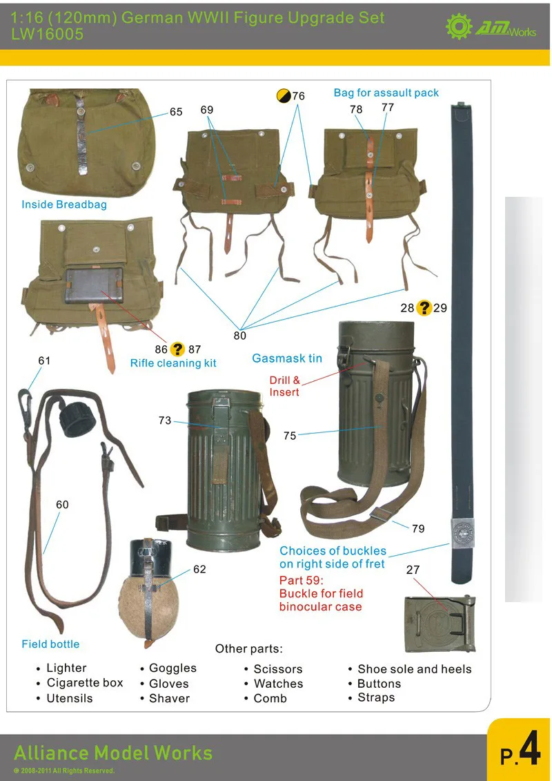 Detail-up Accessory 1/16 (120mm) German WWII Figure Update Set Etching Sheet LW16005
Detail-up Accessory 1/16 (120mm) German WWII Figure Update Set Etching Sheet LW16005