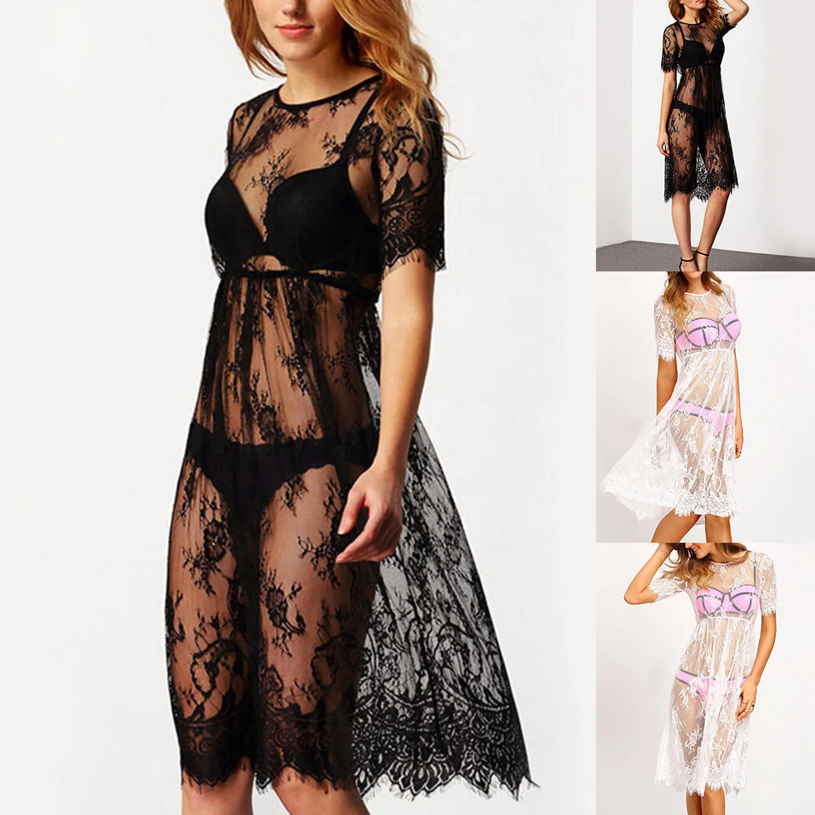 Women Pajamas Suit Sexy Lace Robe Simulation Silk Nightwear Lace See Through Long Robe Sleepwear Gown Nightdress Bathrobe
Women Pajamas Suit Sexy Lace Robe Simulation Silk Nightwear Lace See Through Long Robe Sleepwear Gown Nightdress Bathrobe