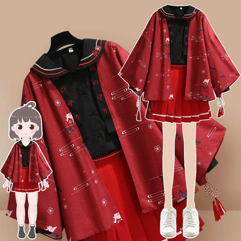 Women's Spring Elements Improved Hanfu Chinese Style Sweatshirt + Coat+ Short Skirt Three-piece Suit Skirt Long Sleeve Print Set
Women's Spring Elements Improved Hanfu Chinese Style Sweatshirt + Coat+ Short Skirt Three-piece Suit Skirt Long Sleeve Print Set