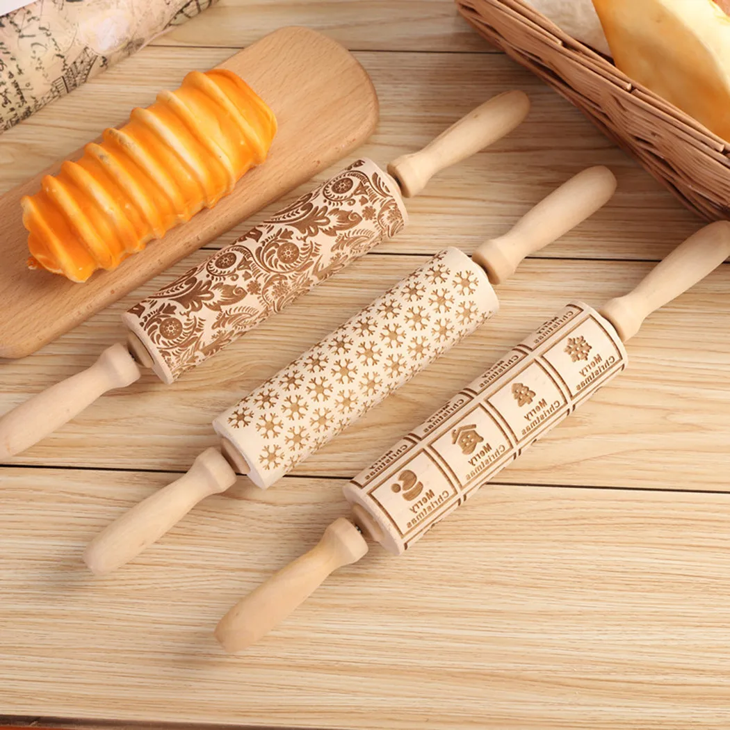 Christmas Embossed Wooden Rolling Pin With Snowflake Elk Pattern For Baking Cookies Noodle Biscuit Fondant Cake Dough Patterned
Christmas Embossed Wooden Rolling Pin With Snowflake Elk Pattern For Baking Cookies Noodle Biscuit Fondant Cake Dough Patterned