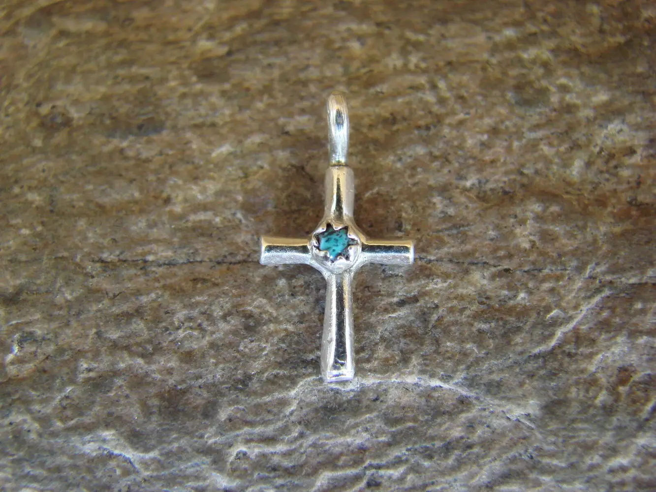 Модное серебряное ожерелье с бирюзовым кулоном крестом веры для мужчин и женщин