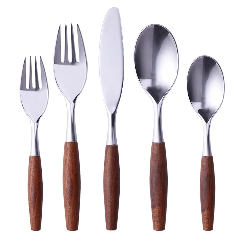 Stainless Steel Knife Fork Tableware Glossy Silver Wooden Tableware Western Food Knife Fork Teaspoon Cutleries Dinnerware
Stainless Steel Knife Fork Tableware Glossy Silver Wooden Tableware Western Food Knife Fork Teaspoon Cutleries Dinnerware