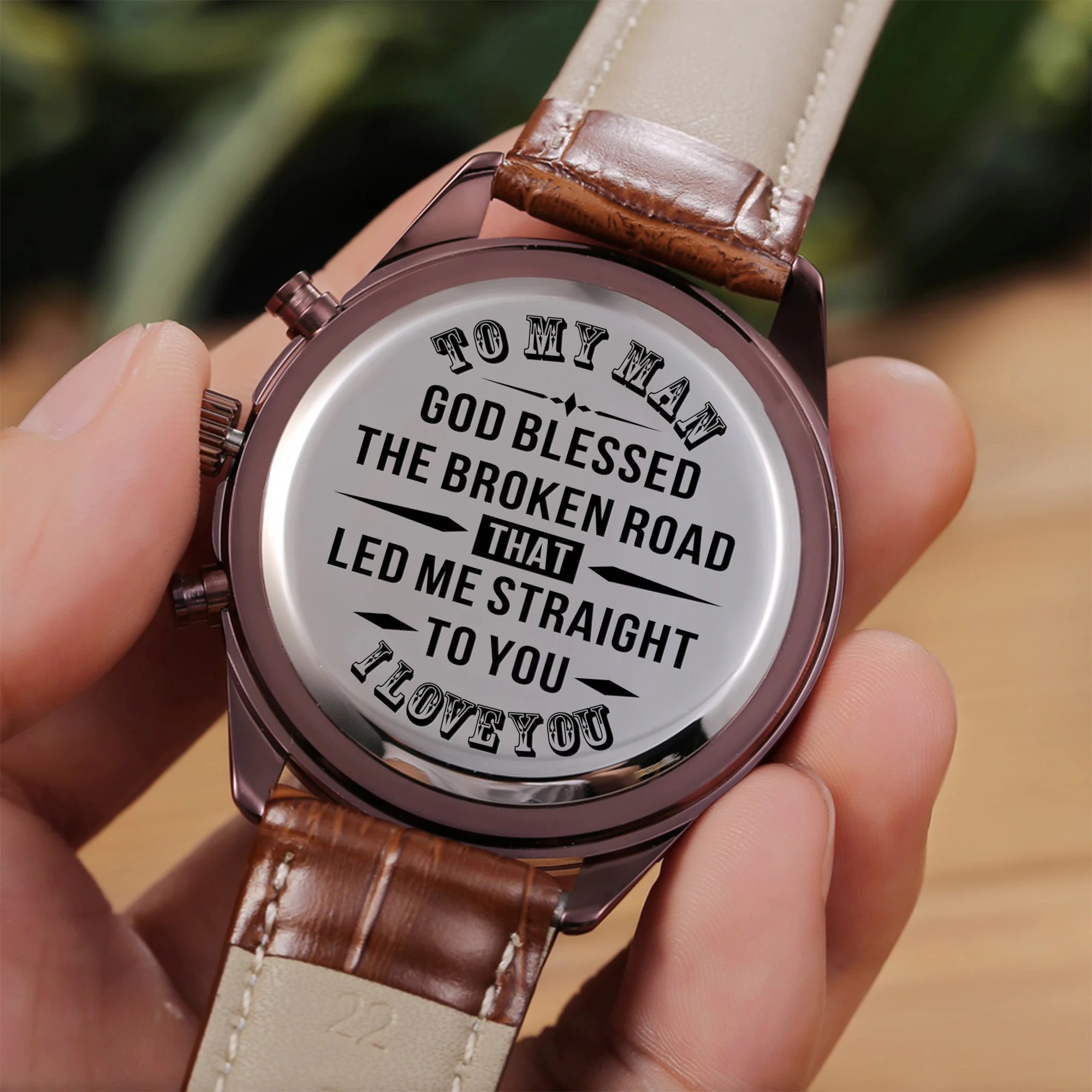 

Popular Customized Souvenir Gift to MY Man I Love You Design Men's Watch Natural Hours Husband Boyfriend Dress Clock Male