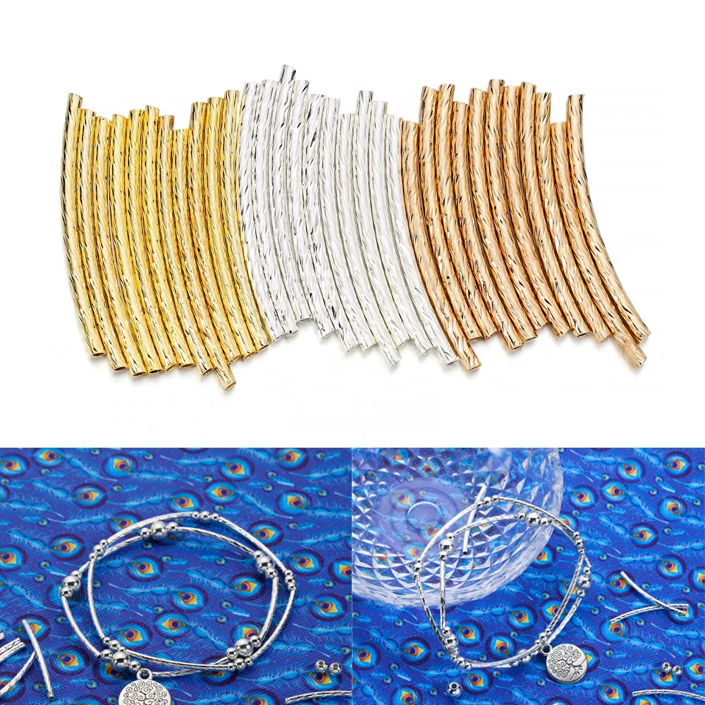100pcs/lot 25-30 mm Copper Long Curved Noodle Tube Spacer Beads Connectors For DIY Jewelry Making Bracelet Necklace Accessories
100pcs/lot 25-30 mm Copper Long Curved Noodle Tube Spacer Beads Connectors For DIY Jewelry Making Bracelet Necklace Accessories