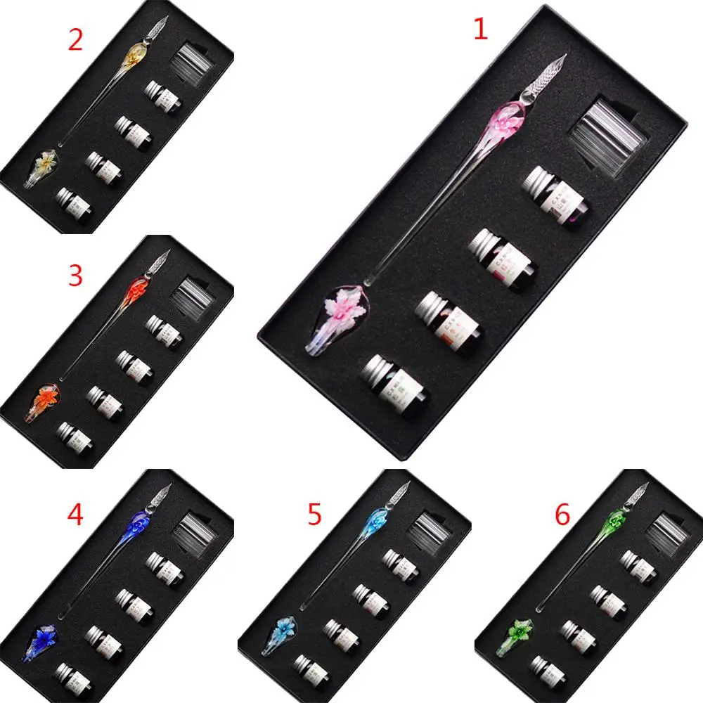 7PCS/SET Handmade Floral Glass Pen Dip Writing Ink Signature Pens Set for School Stationery Gifts Art Decoration Supplies
7PCS/SET Handmade Floral Glass Pen Dip Writing Ink Signature Pens Set for School Stationery Gifts Art Decoration Supplies