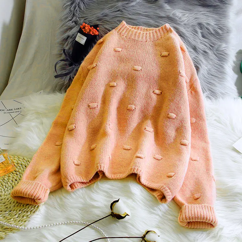 Autumn Winter Women Sweater Casual Polka Dot O-Neck Sweater Loose Solid Colors Pullovers Computer Knitted Thick Female New Tops
Autumn Winter Women Sweater Casual Polka Dot O-Neck Sweater Loose Solid Colors Pullovers Computer Knitted Thick Female New Tops