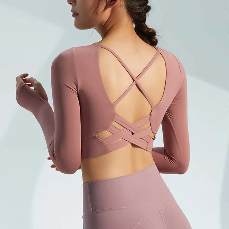 Yoga Shirt Dry Fit Top Sexy Inner Paded Sports Shirt Women Long Sleeve Gym Workout Thumb Holes Breathable Anti-sweat Running 
Yoga Shirt Dry Fit Top Sexy Inner Paded Sports Shirt Women Long Sleeve Gym Workout Thumb Holes Breathable Anti-sweat Running