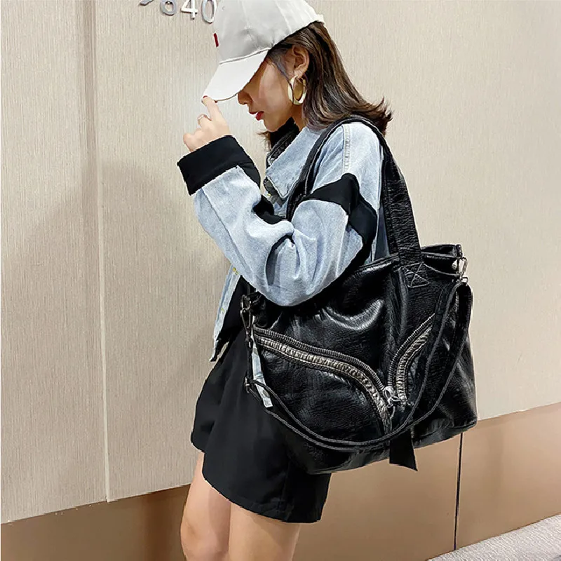 women novelty large black soft pu leather black shoulder sling bag with zipper for female causal big crossbody bag
women novelty large black soft pu leather black shoulder sling bag with zipper for female causal big crossbody bag