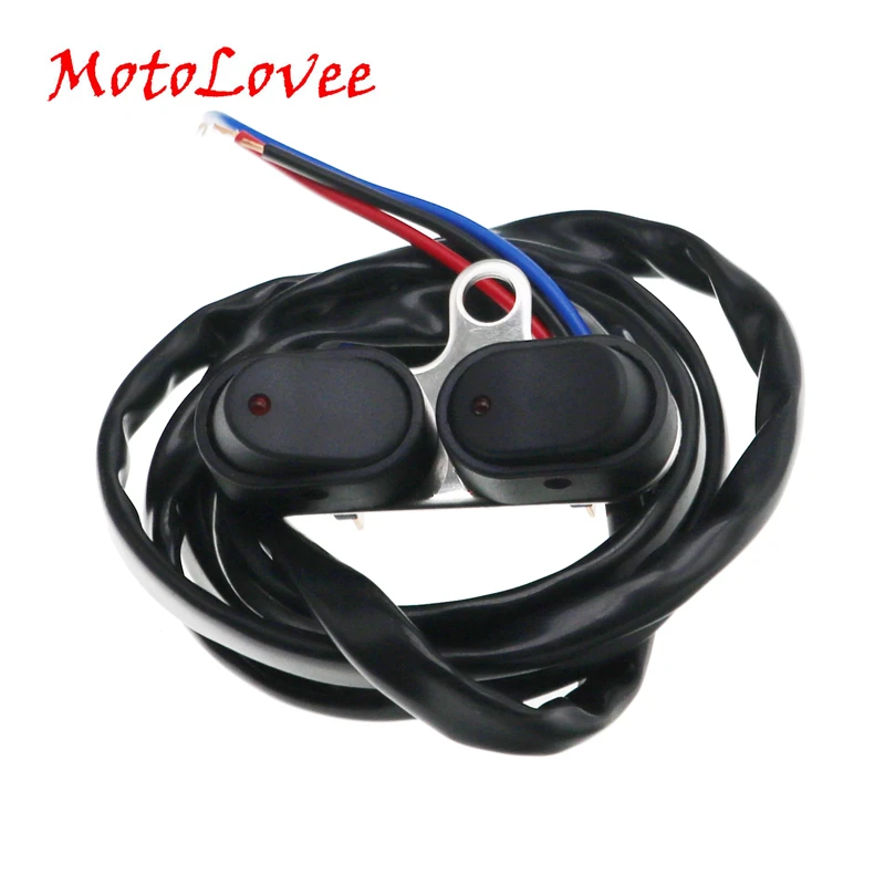 

MotoLovee Large Displacement Motorcycle Scooter Stainless Steel Bracket Self Locking Switch with Red Indicator Light Switches
