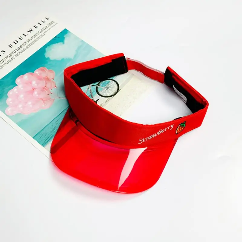 Korean Women Men Summer Empty Top Baseball Cap Bright Candy Color Fruit Embroidery Transparent Plastic Panel Sun Visor Beach Hat
Korean Women Men Summer Empty Top Baseball Cap Bright Candy Color Fruit Embroidery Transparent Plastic Panel Sun Visor Beach Hat
