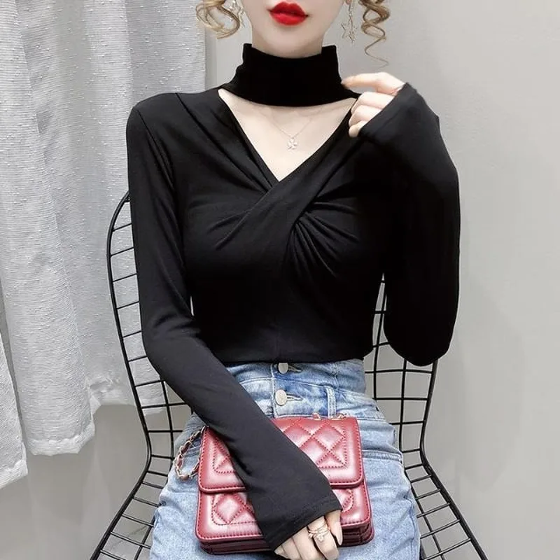 Sweet Girl New Korean Preppy Style Gentle Fairy Halter V-Neck Slim T-Shirt Top Elegant Woman Chic Pleated Design Offiec Lady Top
Sweet Girl New Korean Preppy Style Gentle Fairy Halter V-Neck Slim T-Shirt Top Elegant Woman Chic Pleated Design Offiec Lady Top