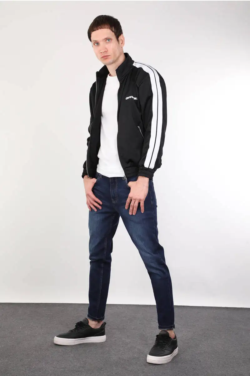 Black Zipper Striped Mens Runner Sweatshirt
Black Zipper Striped Mens Runner Sweatshirt