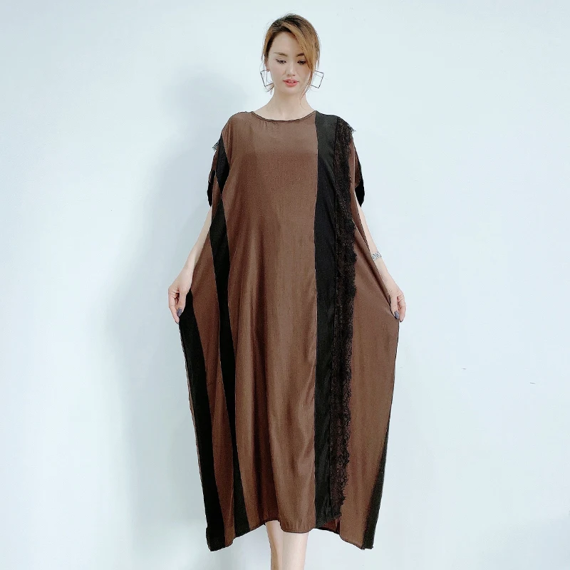CHICEVER Lace Patchwork Dress For Women O Neck Short Sleeve Mid Loose Hit Color Dresses Females Fashion Clothing 2021 Summer New
CHICEVER Lace Patchwork Dress For Women O Neck Short Sleeve Mid Loose Hit Color Dresses Females Fashion Clothing 2021 Summer New