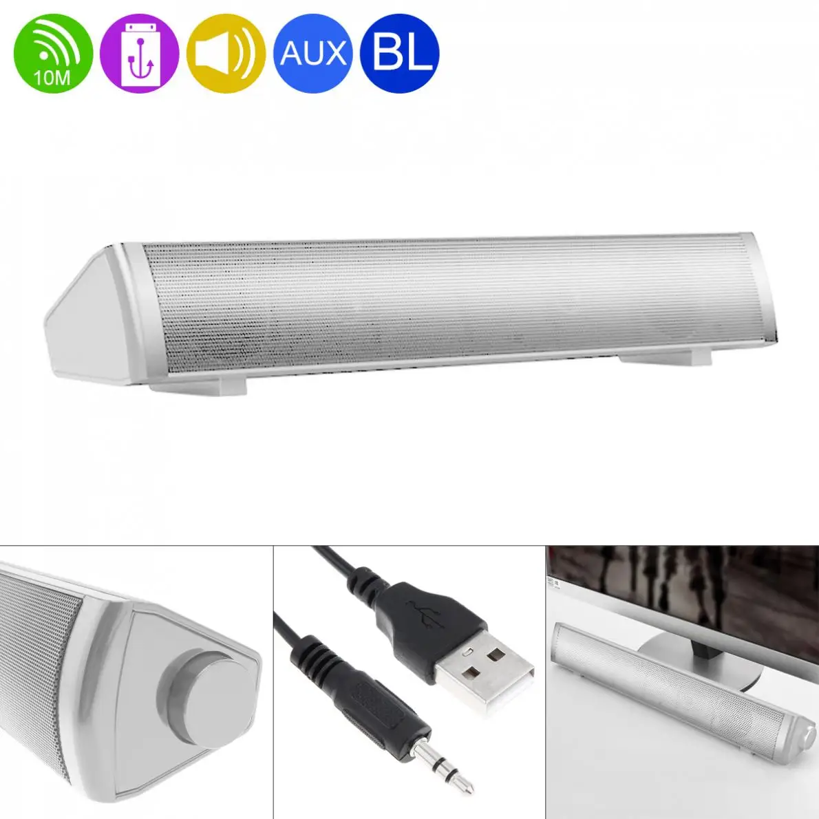 SADA Bluetooth-compatible Soundbars Speaker Mobile Phone Computer Strip Speaker with 2 Speakers Units and Stereo Surround Sound
SADA Bluetooth-compatible Soundbars Speaker Mobile Phone Computer Strip Speaker with 2 Speakers Units and Stereo Surround Sound