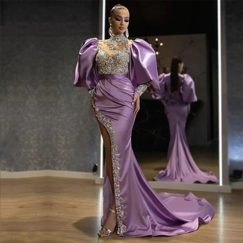 Lavender Saudi Arabia Mermaid Beading Evening Party Dresses Elegant High Neck Long Sleeve Prom Gown For Dubai Aibye Formal Dress
Lavender Saudi Arabia Mermaid Beading Evening Party Dresses Elegant High Neck Long Sleeve Prom Gown For Dubai Aibye Formal Dress