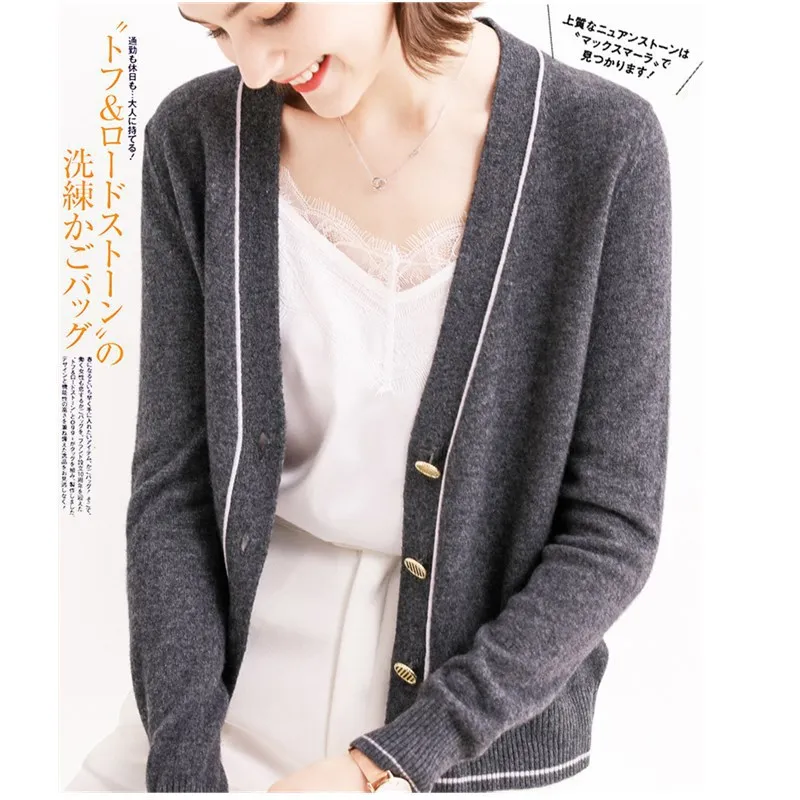 Spring and Autumn 2020 New Wool Sweater Cardigan Color Matching Coat Women Loose Sweater outside Thin V-neck Top
Spring and Autumn 2020 New Wool Sweater Cardigan Color Matching Coat Women Loose Sweater outside Thin V-neck Top