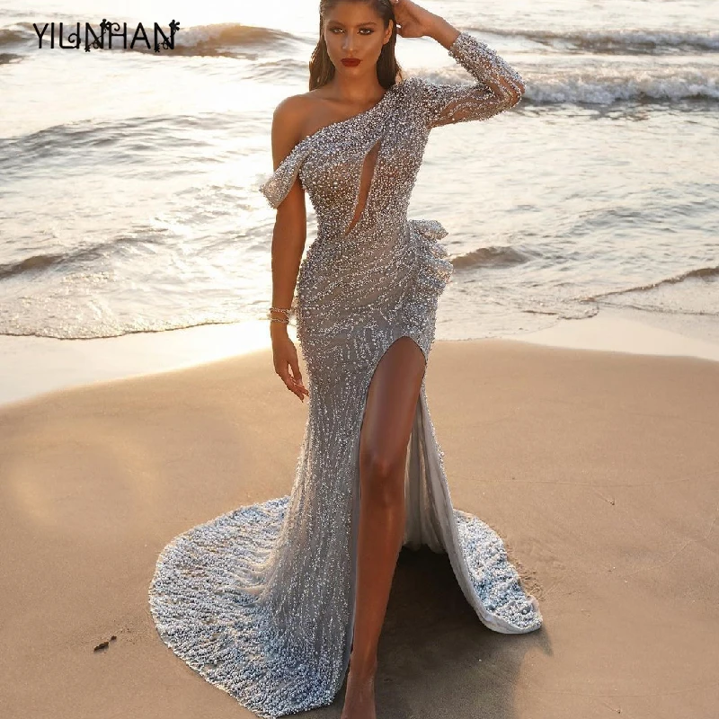 

YILINHAN 2021 New Women Slim Summer Sexy Split Fork Raglan Sleeves Dresses Ladies Casual Sequins Fashion Wedding Party Dress