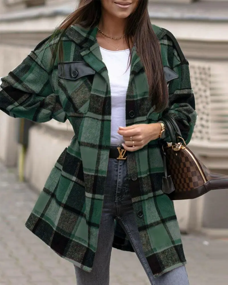Hot Sale Women Fashion Plaid Shirt Jackets Turn-down Collar Autumn Oversized Jacket Fashion Loose Coat Streetwear Female Outwear
Hot Sale Women Fashion Plaid Shirt Jackets Turn-down Collar Autumn Oversized Jacket Fashion Loose Coat Streetwear Female Outwear