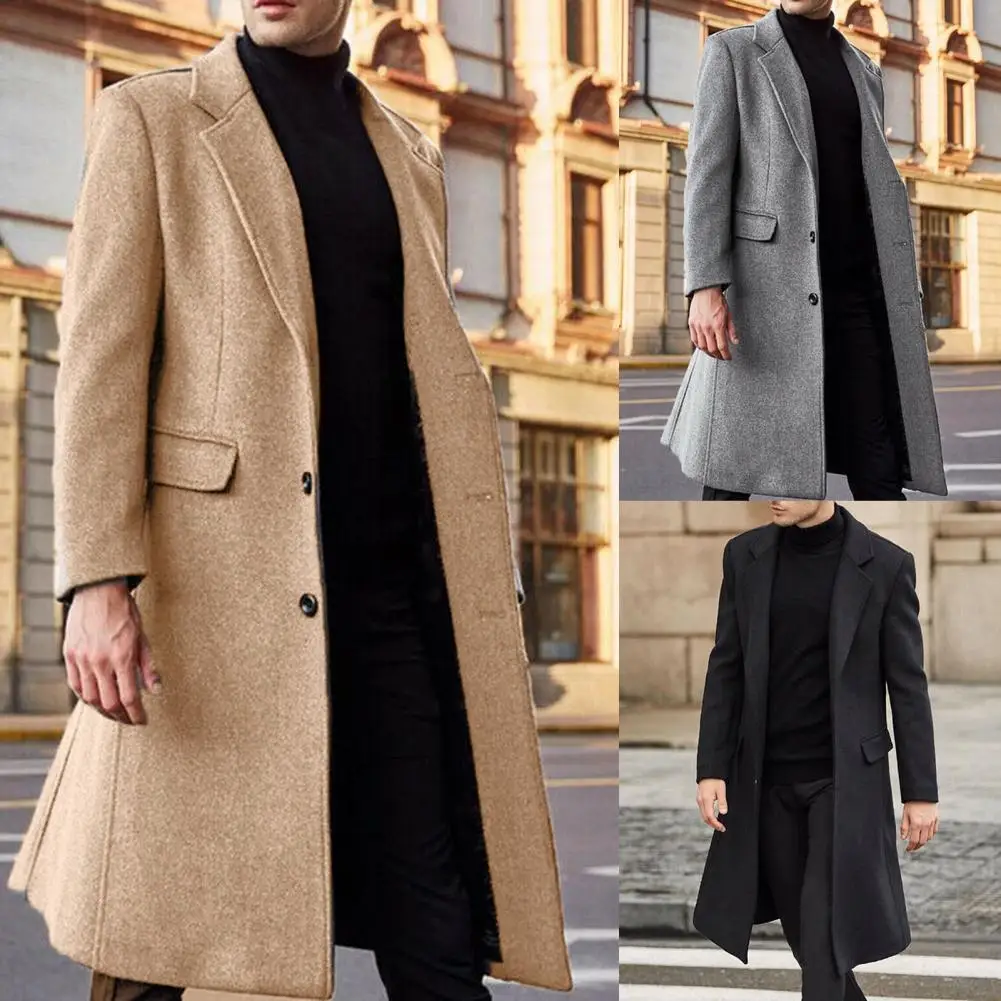 Men's Coat Solid Color Turn-down Collar Leisure Cardigan Jacket for Autumn Winter Long Sleeve Fleece Long Trench Coat Outerwear
Men's Coat Solid Color Turn-down Collar Leisure Cardigan Jacket for Autumn Winter Long Sleeve Fleece Long Trench Coat Outerwear