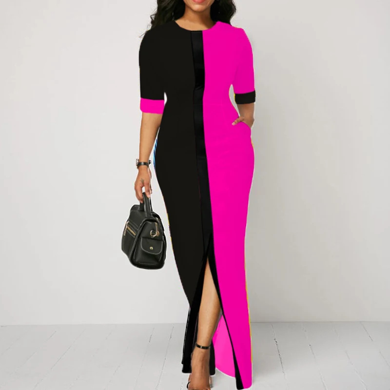 Elegant Women Half Sleeve Party Dress Spring Autumn Patchwork Print Office Lady Dress Fashion Casual O Neck Split Long Dresses
Elegant Women Half Sleeve Party Dress Spring Autumn Patchwork Print Office Lady Dress Fashion Casual O Neck Split Long Dresses