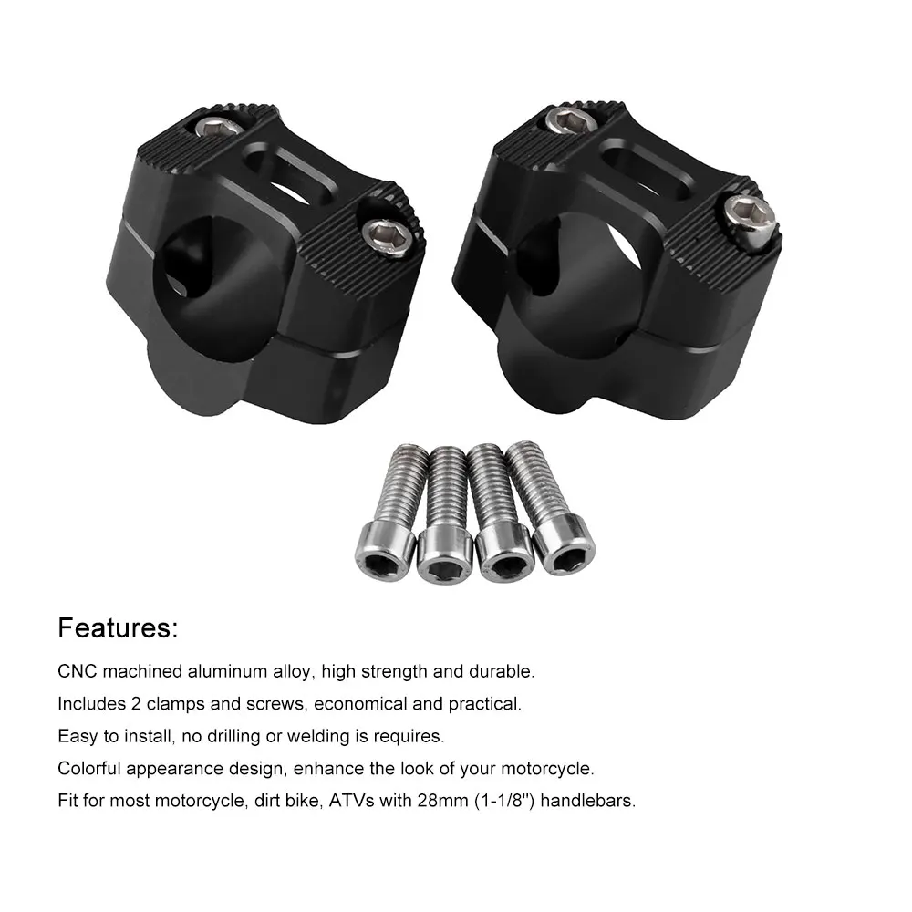 2 Pieces CNC 28mm Off road Motorcycle Bar Clamps Handlebar risers Adapter for 7/8" 1-1/8 Pit Dirt motorbike
2 Pieces CNC 28mm Off road Motorcycle Bar Clamps Handlebar risers Adapter for 7/8" 1-1/8 Pit Dirt motorbike