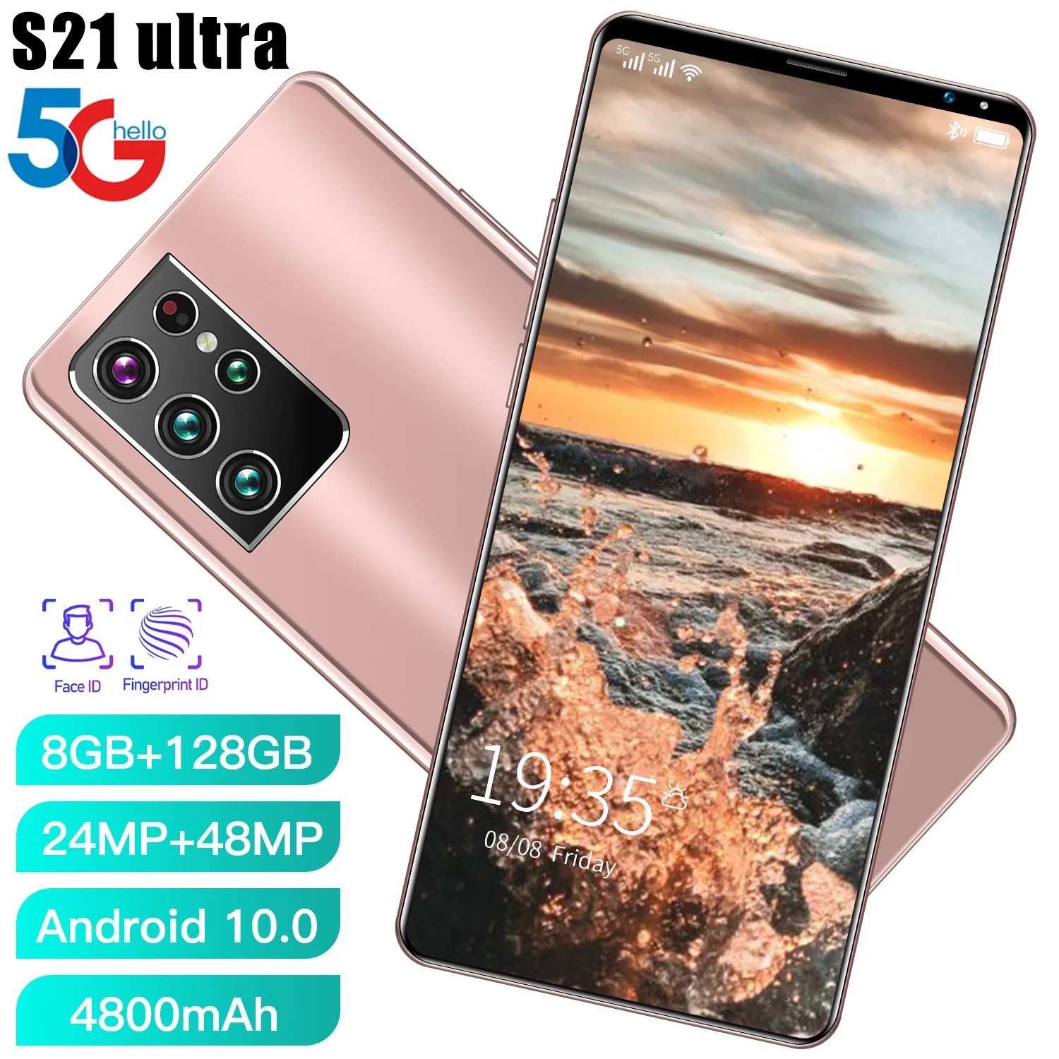Hot Sale S21 Ultra 5G Smartphone 5.5Inch Full Screen MTK6595 10Core 8+128GB 4800MAH 24MP+48MP Finger Face ID Double SIM Card 
Hot Sale S21 Ultra 5G Smartphone 5.5Inch Full Screen MTK6595 10Core 8+128GB 4800MAH 24MP+48MP Finger Face ID Double SIM Card