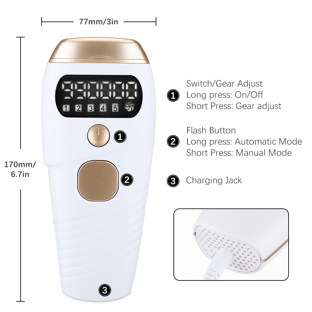 IPL Laser Epilator At-Home Professional Hair Removal Tool Permanent Painless Epilator 500,000 Flashes for Face Lip Armpit Bikini
IPL Laser Epilator At-Home Professional Hair Removal Tool Permanent Painless Epilator 500,000 Flashes for Face Lip Armpit Bikini
