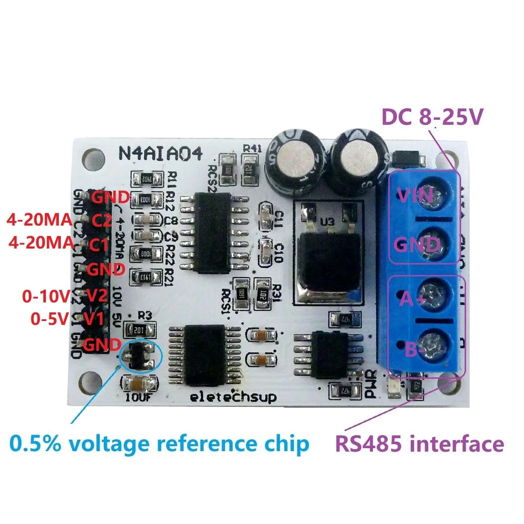 DC12V 4CH 4-20MA Current To RS485 Conversion 5V 10V Voltage Analog Acquisition Rs485 Modbus RTC ADC Module For PLC
DC12V 4CH 4-20MA Current To RS485 Conversion 5V 10V Voltage Analog Acquisition Rs485 Modbus RTC ADC Module For PLC